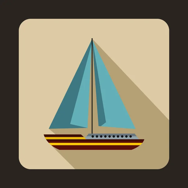 Sea yacht icon, flat style — Stock Vector