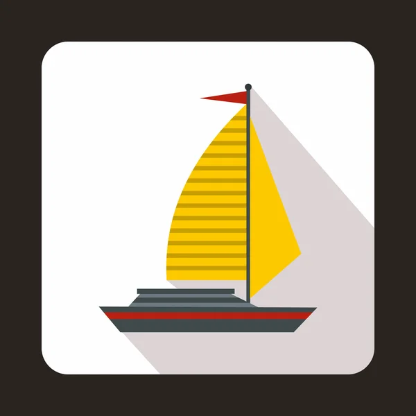 Yacht avec icône de voiles, style plat — Image vectorielle
