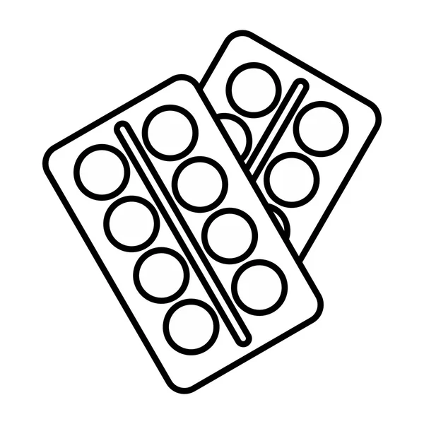 Таблетки в виде значка упаковки, стиль контура — стоковый вектор