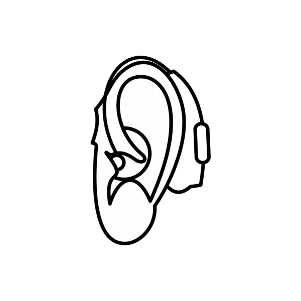 Icona dell'apparecchio acustico, stile contorno — Vettoriale Stock