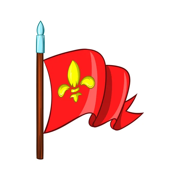 Середньовічного лицаря червоний прапор з Золота Лілія значок — стоковий вектор