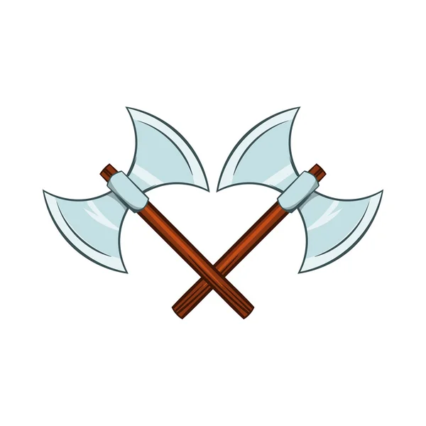 Croix ancienne bataille double axe icône — Image vectorielle