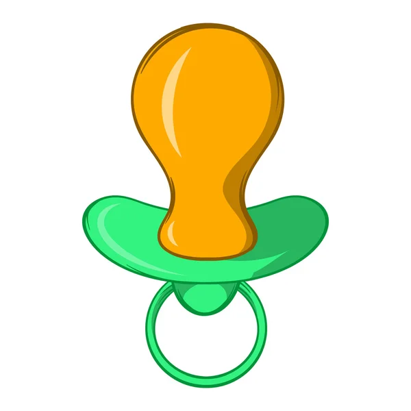 Ícone de chupeta de bebê verde, estilo de desenho animado — Vetor de Stock