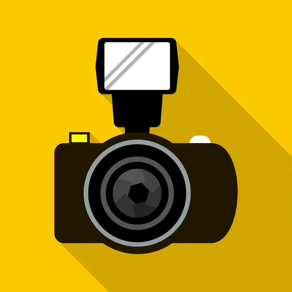 Fotoaparát s flash ikonou, ploché styl — Stockový vektor