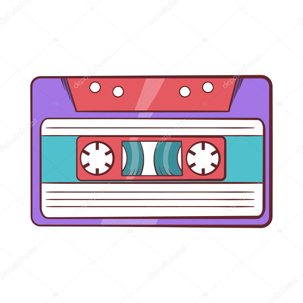 Cassette icono de cinta, estilo de dibujos animados vector, gráfico