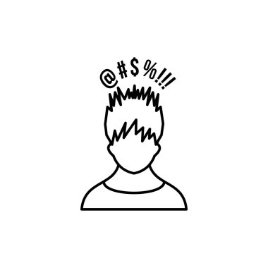 Adam ile onun baş simgesinin üzerine farklı işaretler