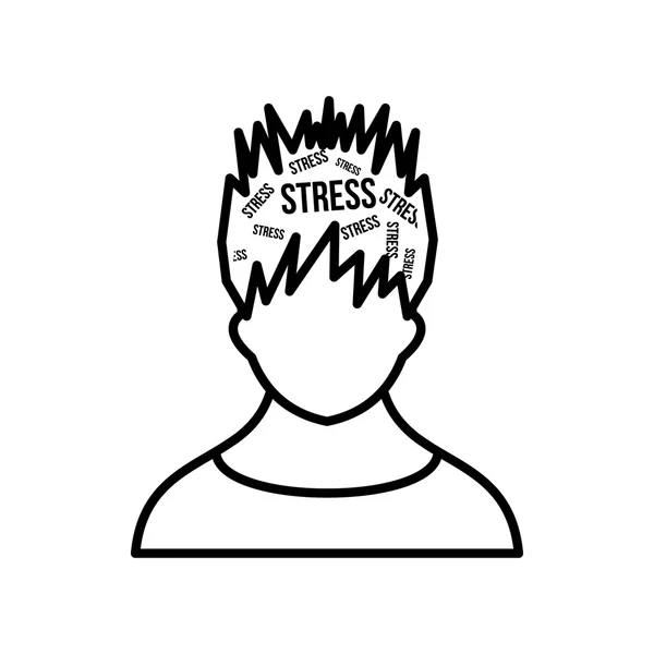 Woord stress in het hoofd van man pictogram, Kaderstijl — Stockvector