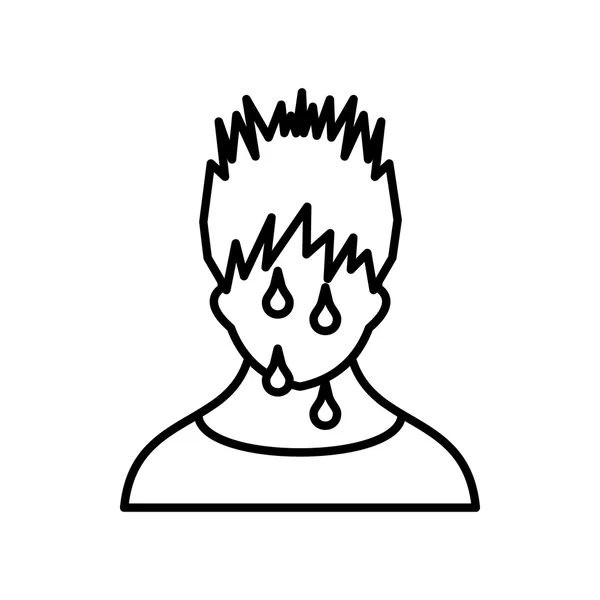 Icono de hombre sudoroso, estilo de esquema — Vector de stock