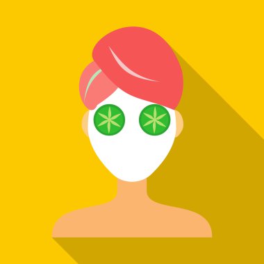 Spa yüz kil maskesi simgesi, düz stil