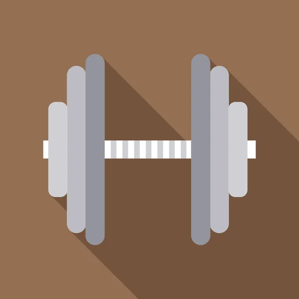 Metalen barbell pictogram, vlakke stijl — Stockvector