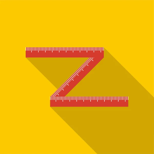 Red measuring tape icon, flat style — Stock Vector