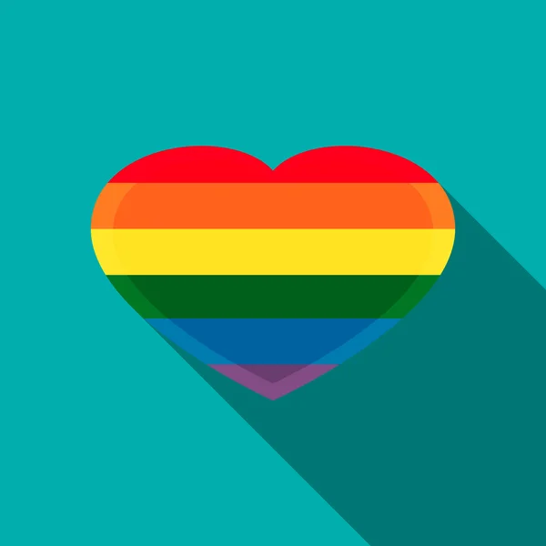 Rainbow heart icon in flat style — Stock Vector