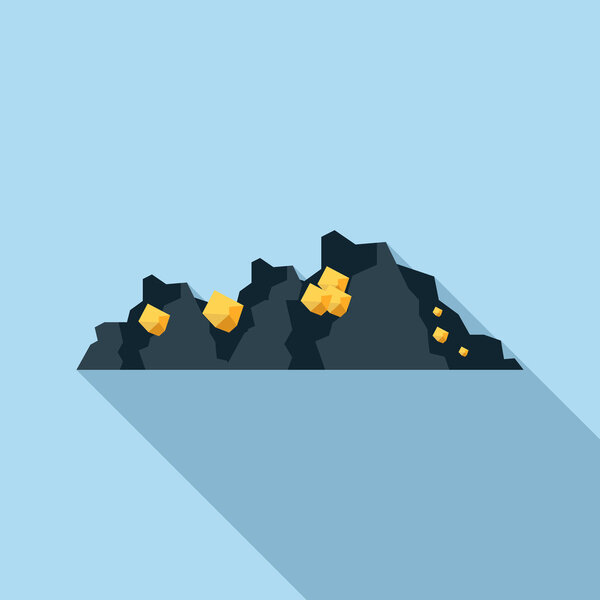 Gold mine icon in flat style