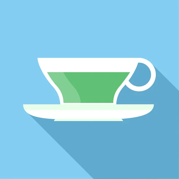 Taza de té verde icono, estilo plano — Vector de stock