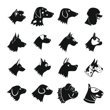Köpek Icons set, basit tarzı
