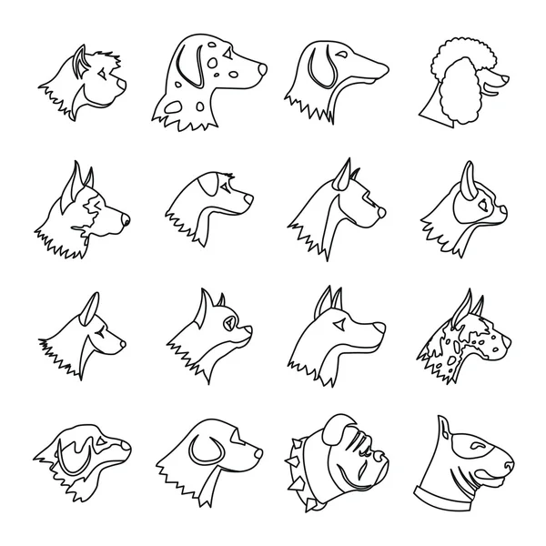 Σκύλος εικόνες set, στυλ περιγράμματος — Διανυσματικό Αρχείο