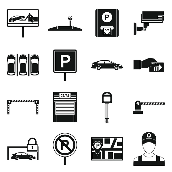 Autó parkolás ikonok beállítása, egyszerű stílus — Stock Vector
