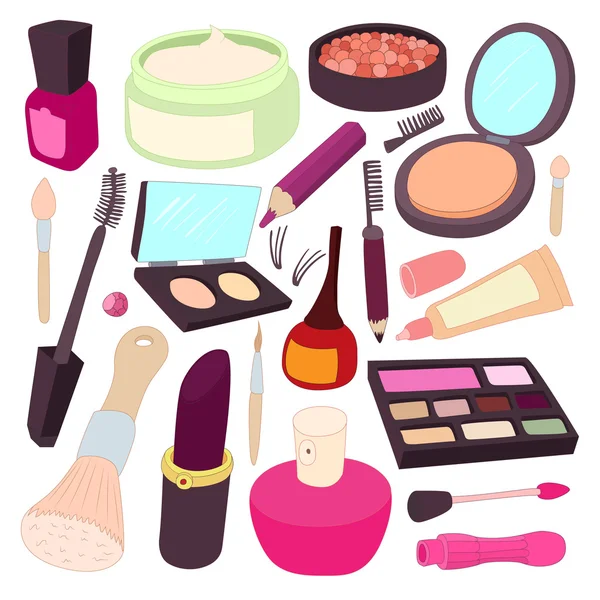 Conjunto de ícones cosméticos, estilo cartoon — Vetor de Stock