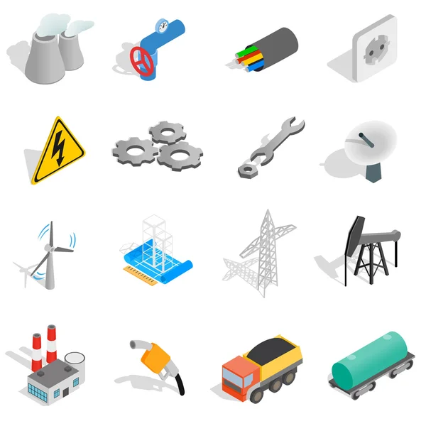 Endüstriyel Icons set, izometrik 3d stili — Stok Vektör