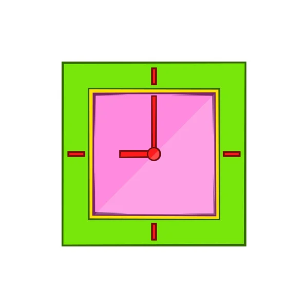 Настенные часы с иконкой зеленого края, стиль мультфильма — стоковый вектор