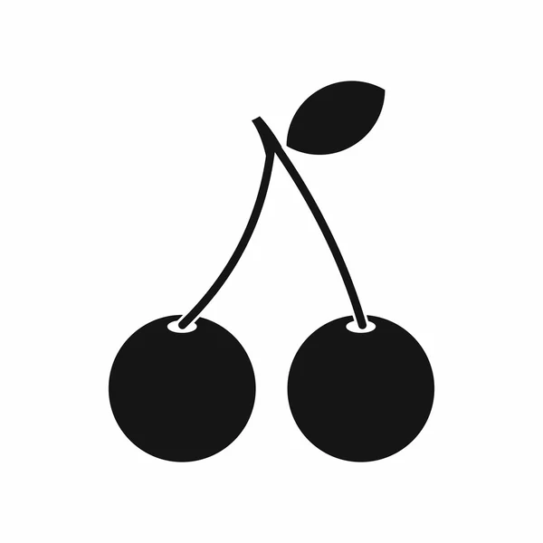 Zwei reife Kirschbeeren Symbol, einfacher Stil — Stockvektor