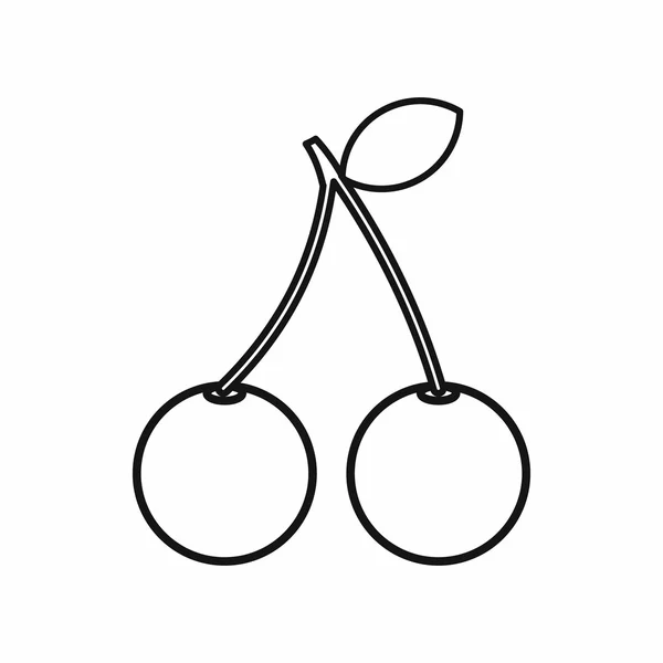 Två mogna körsbär bär ikon, dispositionsformat — Stock vektor