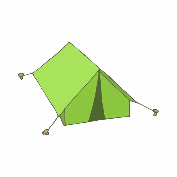 Zöld sátor ikonját rajzfilm stílusú — Stock Vector