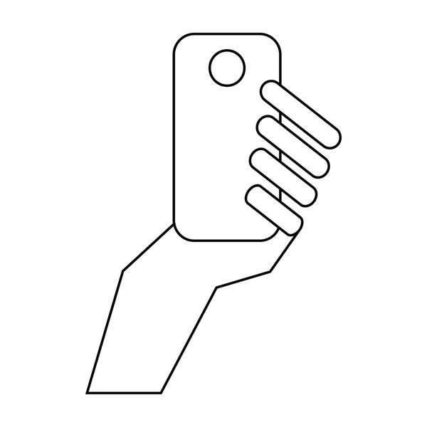 Handy in der Hand Icon, Umriss Stil — Stockvektor