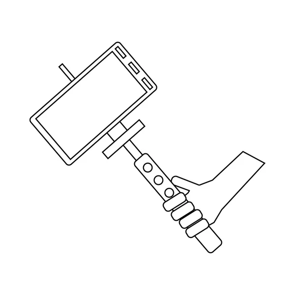 Selfie-Stick und Handy-Icon, Outline-Stil — Stockvektor