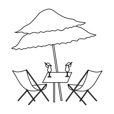 Beach tablo kokteyller simgesi, anahat stili ile