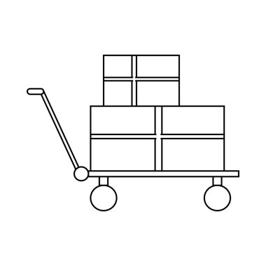 Alışveriş sepeti ile kutuları simge, anahat stili