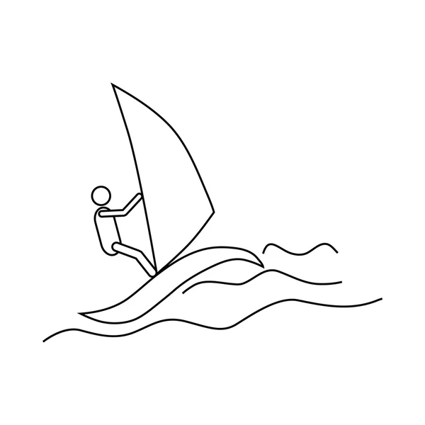 Windsurfing icon, outline style — Stock Vector