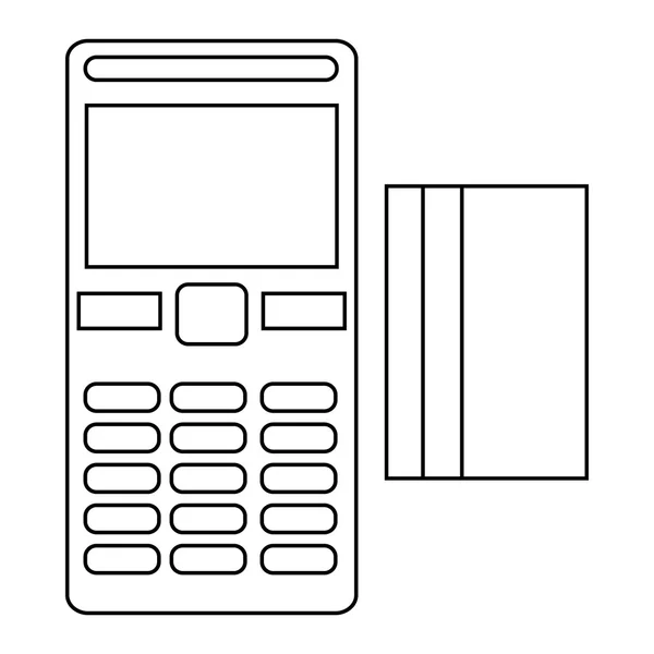 Icono de terminal y tarjeta de crédito, estilo de esquema — Vector de stock