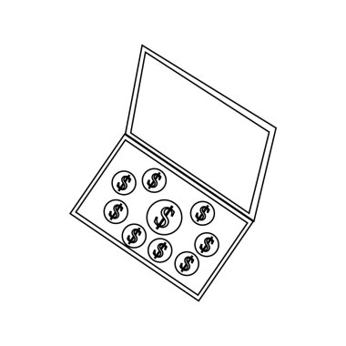 Doları sembolleri anahat stili bir kutusu simgesi