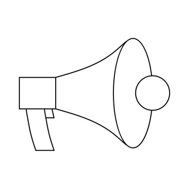 Megafon, hoparlör simgesi, anahat stili