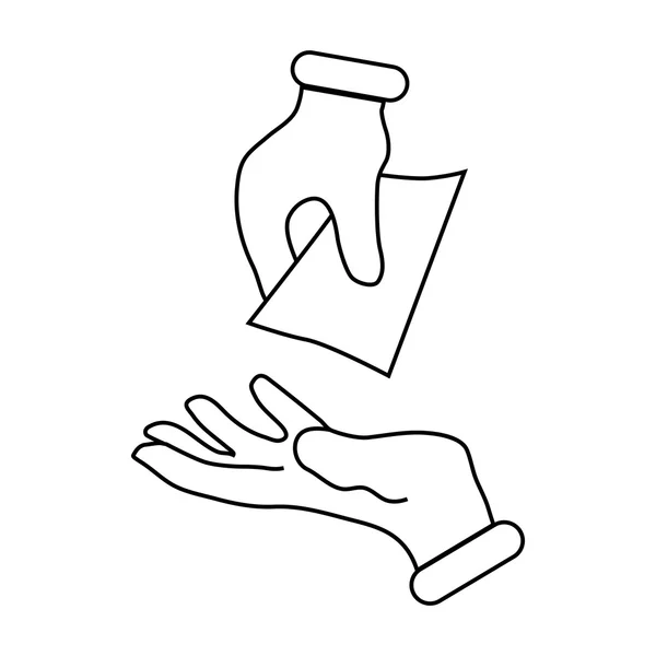 Hand passeren geld pictogram, schetsen van stijl — Stockvector