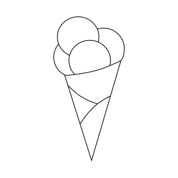 Мороженое в конусе иконка, стиль наброска — стоковый вектор