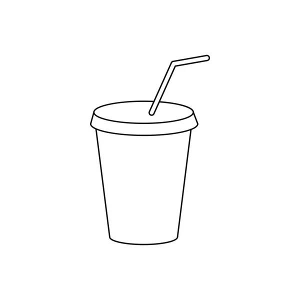 Läsk i papper kopp med lock och sugrör ikon — Stock vektor