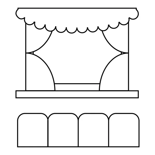 Значок зрительного зала, стиль наброска — стоковый вектор