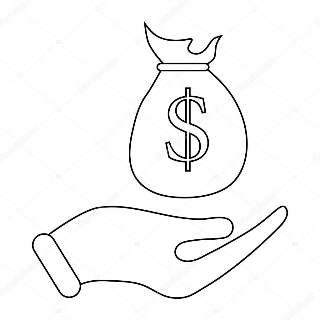 Hand Holding Money Bag Icon Outline Style Stock Vector - 