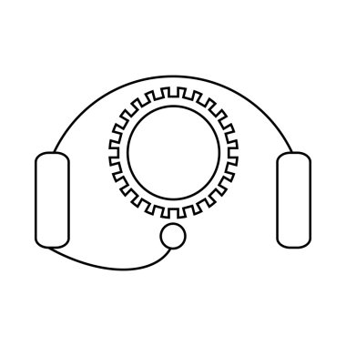 Karikatür ve kulaklık simgesi, anahat stili