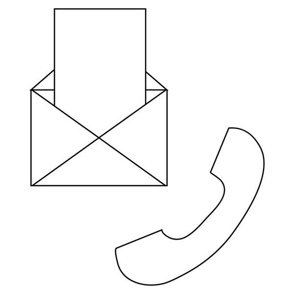 Briefumschlag und Hörer-Symbol, Umrissstil — Stockvektor