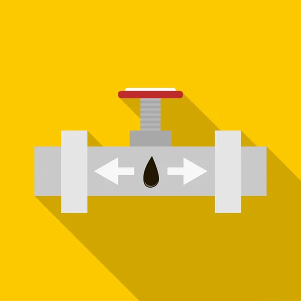 Pipeline avec icône de soupape, style plat — Image vectorielle