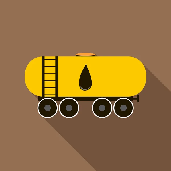 Icono del tanque de aceite de ferrocarril, estilo plano — Vector de stock