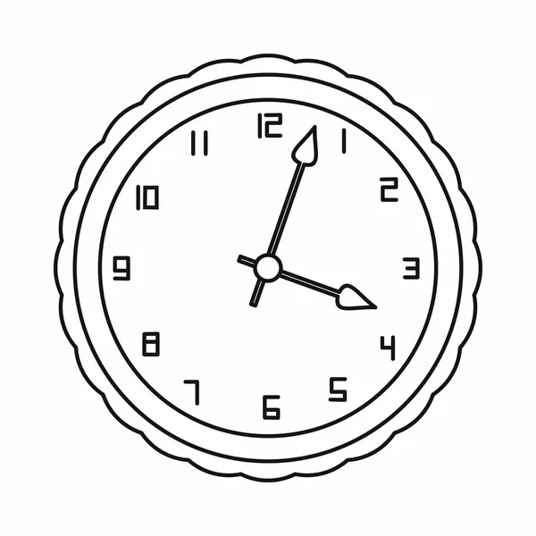 Icono del reloj, estilo del esquema — Archivo Imágenes Vectoriales