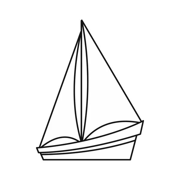Icône petit yacht, style contour — Image vectorielle