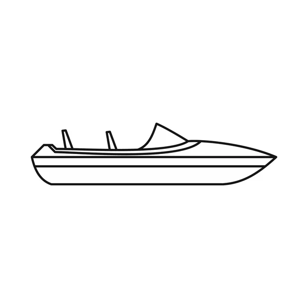 Petite icône de bateau à moteur, style contour — Image vectorielle