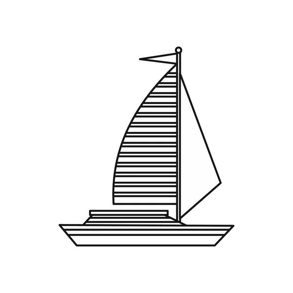 Yacht avec icône voiles, style contour — Image vectorielle