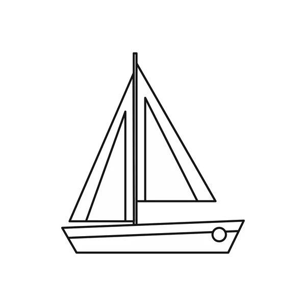 Icône petit bateau, style contour — Image vectorielle