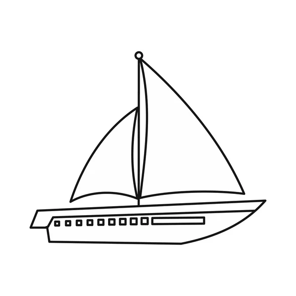 Yacht à voile icône, style contour — Image vectorielle